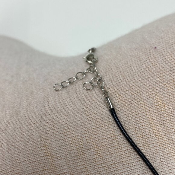 Pink Stone Pendant on Black Leather Cord Necklace - Picture 5 of 5